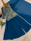 Indigo Blue Wear Sharara Heavy Faux Georgette Top Plazzo and Dupatta Set