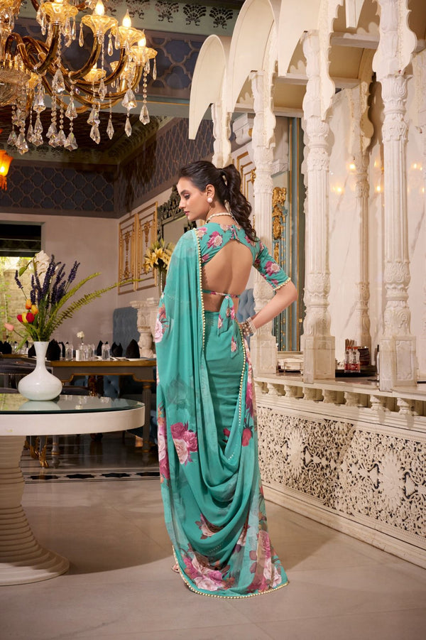 Dreamy Georgotte Floral Saree