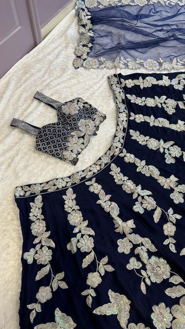 Floral Sequin Emblished Party Wear Lehenga