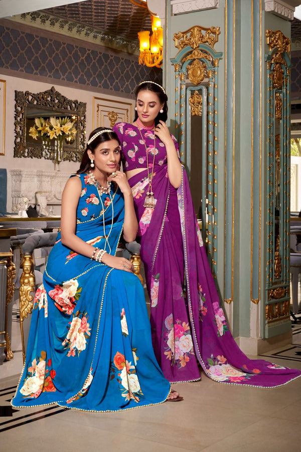 Dreamy Georgotte Floral Saree