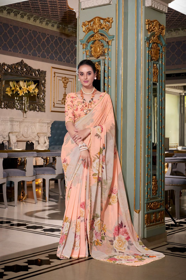 Dreamy Georgotte Floral Saree