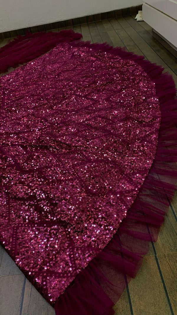 Wine Purple Sequin Emblished Party Wear Lehenga