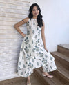Jaipuri White Cotton Floral Printed Kurti Pallazo Salwar Suit Set