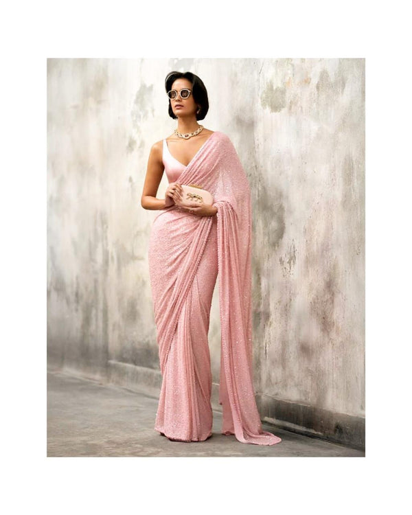 Glam look Party Wear Sequin Emblished Saree