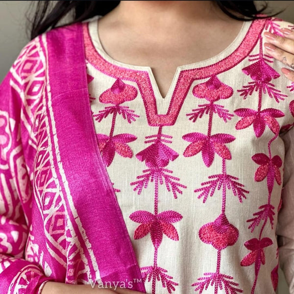 Floral embroidery work South Cotton salwar suit