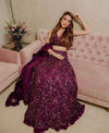 Wine Purple Sequin Emblished Party Wear Lehenga