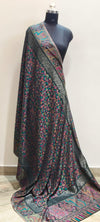 Soft Kalamkari Weaving Semi Pashmina Black Shawl