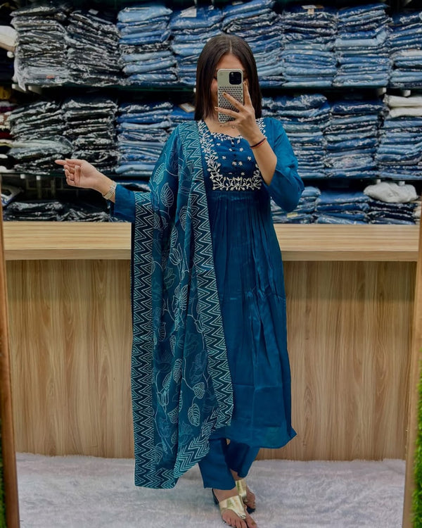 Dark Blue embroidery salwar set