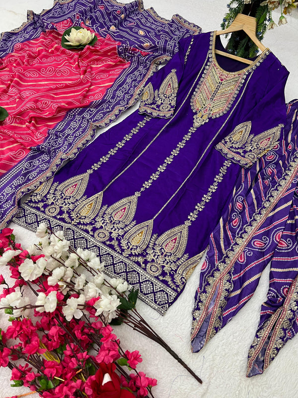 Punjabi style Festive wear Designer Kurta Dhoti and Dupatta set