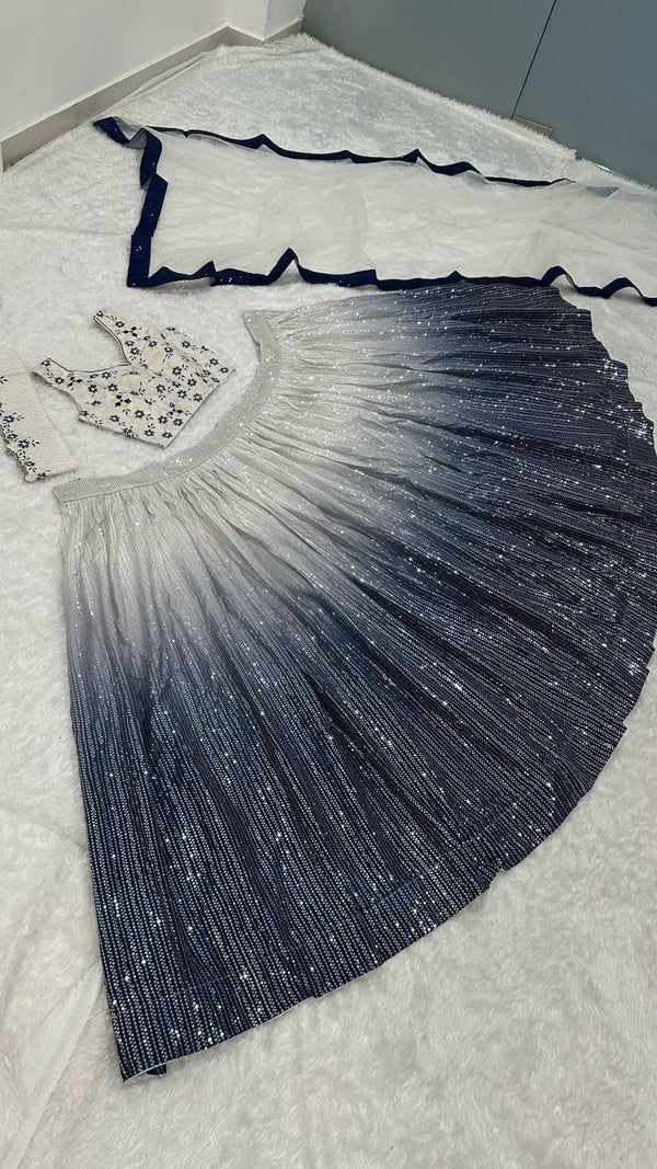 Shimmer Sequin Grey party wear lehenga choli set