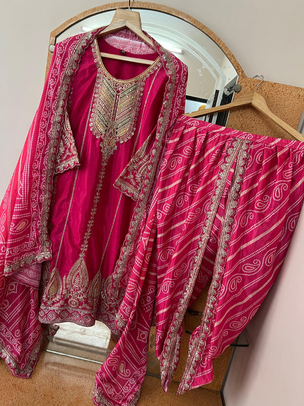 Punjabi style Festive wear Designer Kurta Dhoti and Dupatta set