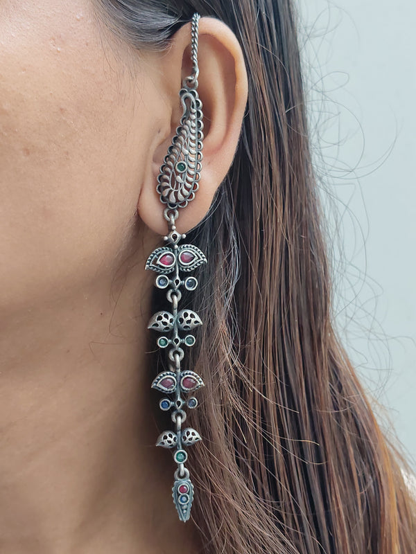 Dainty Long Statement German Silver Jhumkas