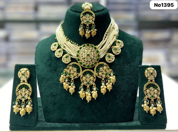Festive and Wedding Ceremony Beaded Jadau Kundan Fashion Jewelry Set