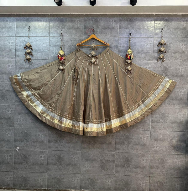 Beige Flairy Gota lappa border Chaniya Lehenga Skirt