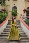 Gown Style Designer Green Color Sharara Salwar Suit