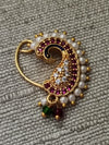 Designer PeacockSide Pearl Embedded Kolhapuri Nath