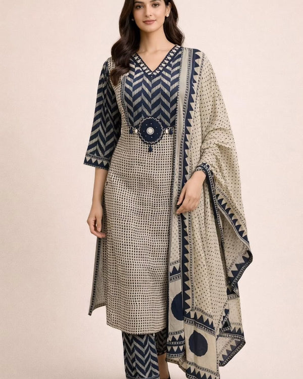Jaipuri Cotton Patchwork Salwar suit set