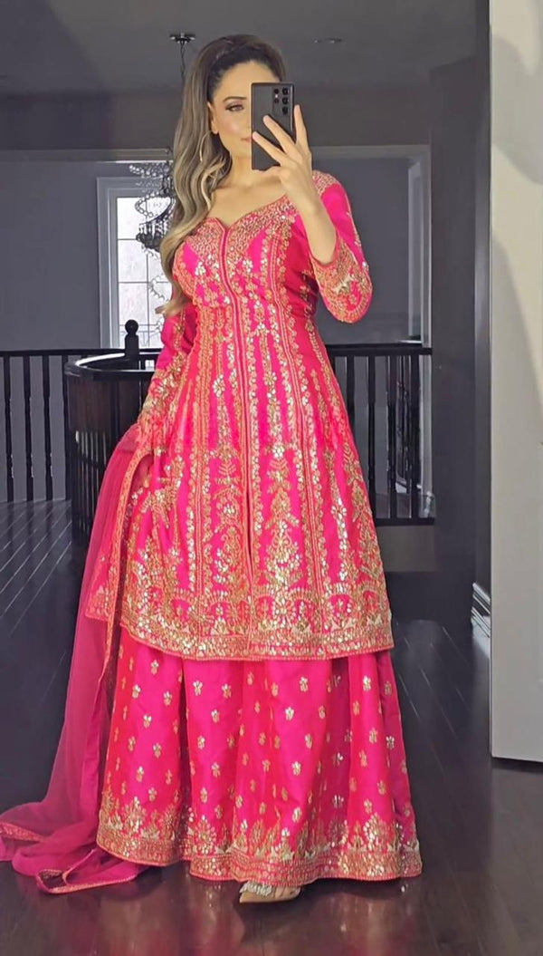 Rani Hot Pink DesignerSharara Salwar Suit
