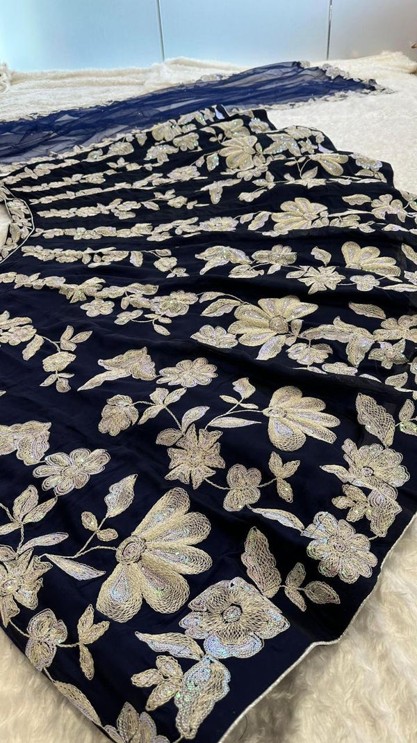 Floral Sequin Emblished Party Wear Lehenga