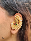 DesignerRed Green PeacockPearl Embedded EarCuffs