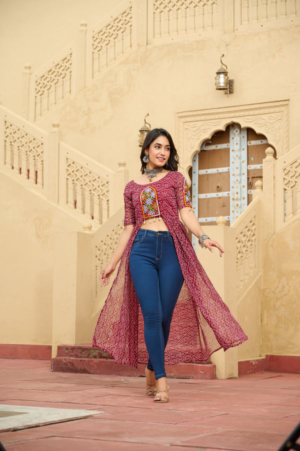 Indowestern Ethnic front open long dress