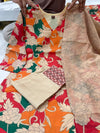 Orange Multicolor kalamkari printed 3pc salwar suit set