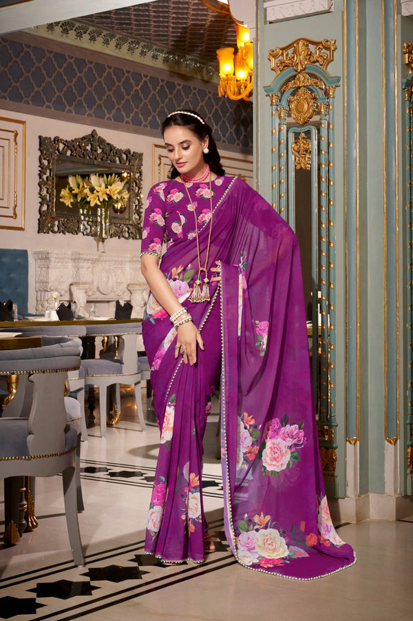 Dreamy Georgotte Floral Saree