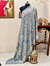 Soft Pashmina Nalki Kashmiri work Gray Shawl