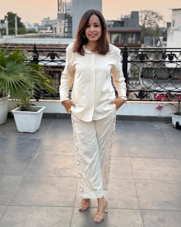 Classic Off White Indowestern Co-ord Sets