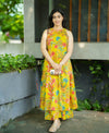 Jaipuri Yellow Cotton Floral Printed Kurti Pallazo Salwar Suit Set