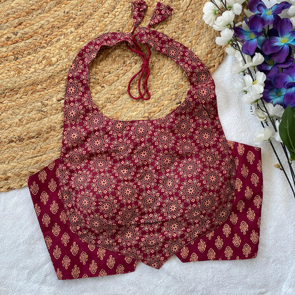 Designer Cotton Ajrakh Halter Blouses