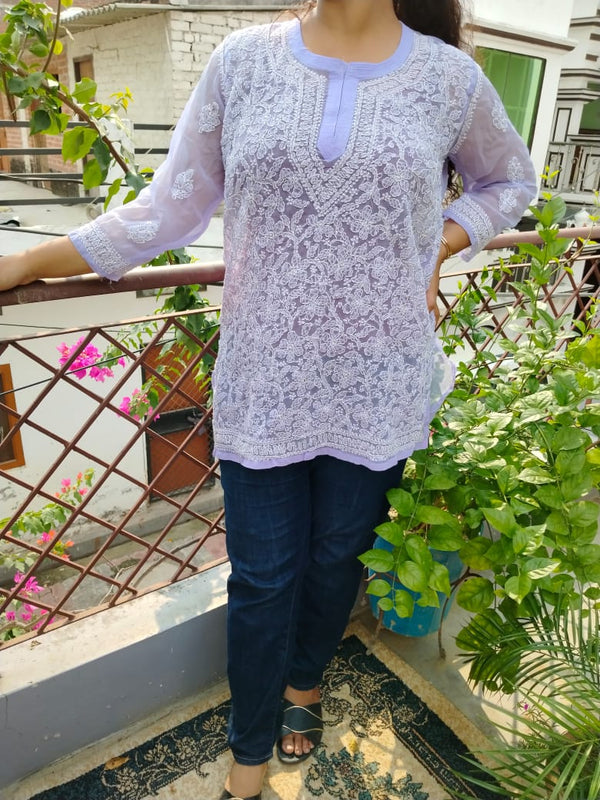 Chikankari Short Kurti in Georgotte