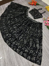 Black Floral Sequin Emblished Party Wear Lehenga
