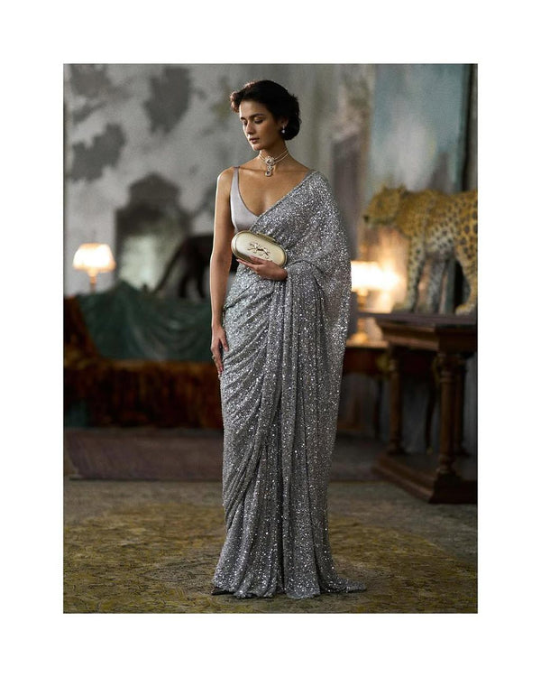 Glam look Party Wear Sequin Emblished Saree