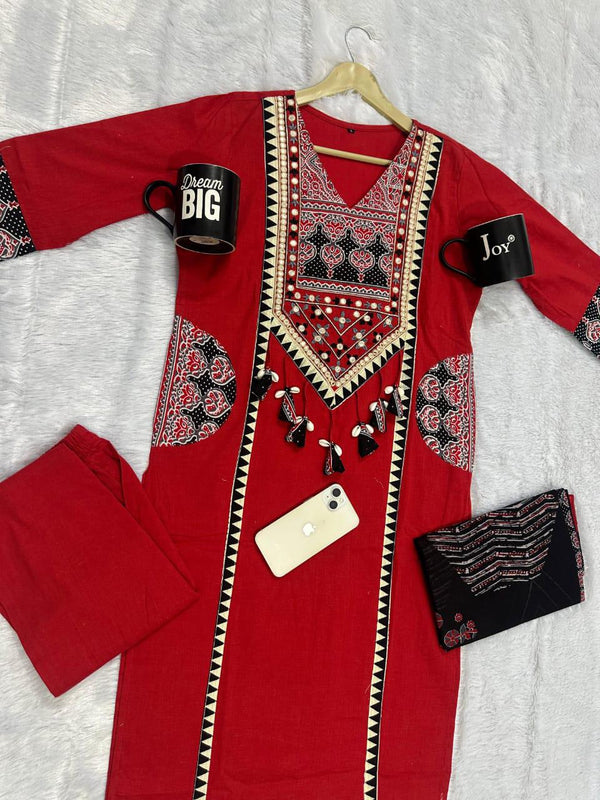 Jaipuri Cotton Patchwork Salwar suit set