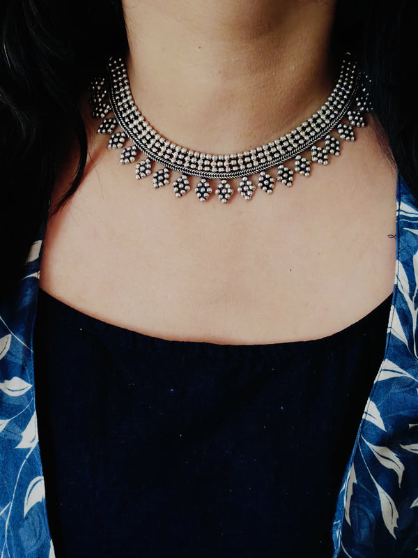 Oxidized German Silver Dainty Necklace