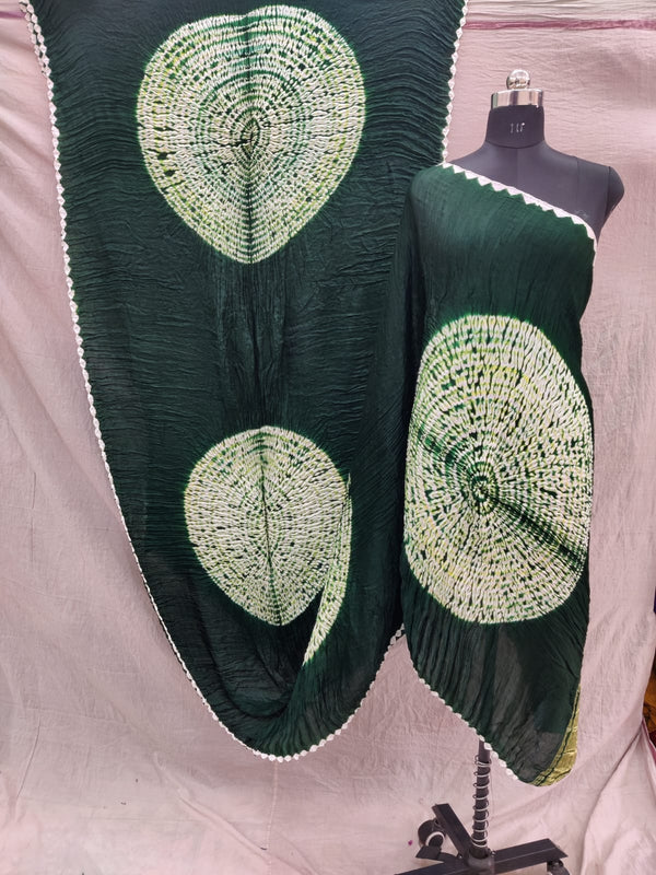 Pure Modal Silk Shibori Tissue Gold Lagdi Pallu Saree