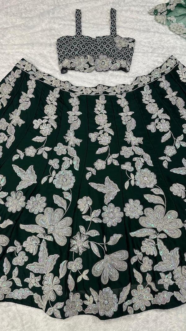 Floral Sequin Emblished Party Wear Lehenga