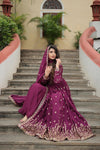 Gown Style Designer Wine Color Sharara Salwar Suit