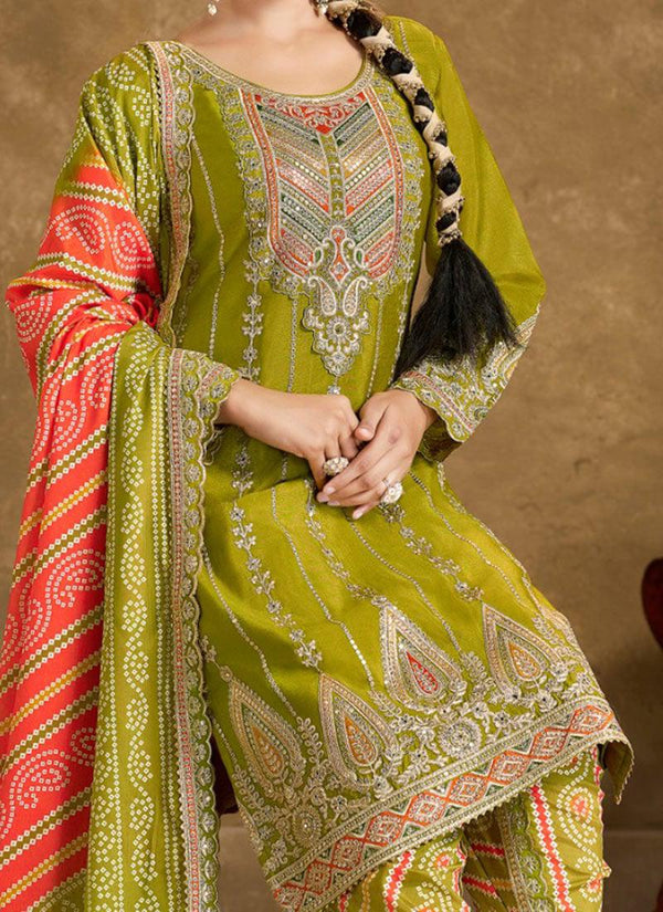 Punjabi style Festive wear Designer Kurta Dhoti and Dupatta set