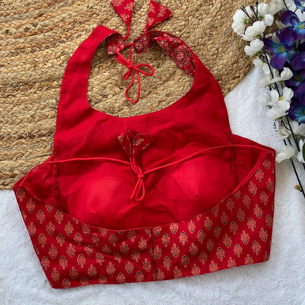 Designer Cotton Ajrakh Halter Blouses
