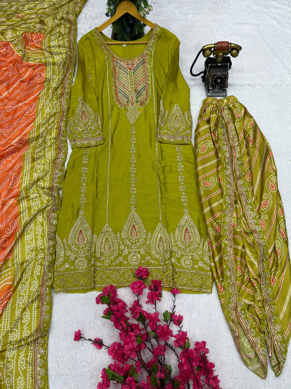 Punjabi style Festive wear Designer Kurta Dhoti and Dupatta set