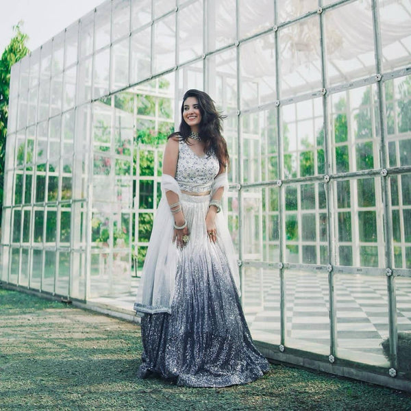 Shimmer Sequin Grey party wear lehenga choli set