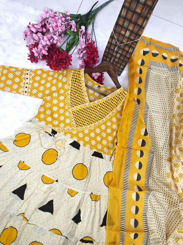 Jaipuri Cotton A line Flairy Kurti Salwar suit set