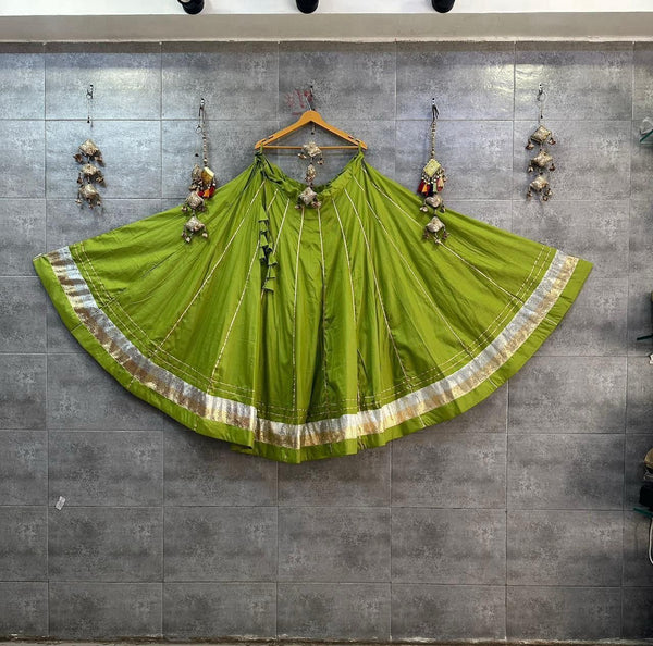 Parrot Green Flairy Gota lappa border Faliry Skirt Chaniya
