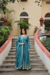 Gown Style Designer Teal Color Sharara Salwar Suit