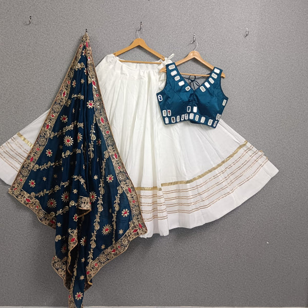 Navratri Sleeveless blouse Flairy Chaniya choli with Vintage work Dupatta