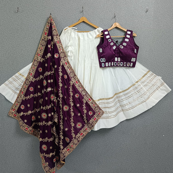 Navratri Sleeveless blouse Flairy Chaniya choli with Vintage work Dupatta