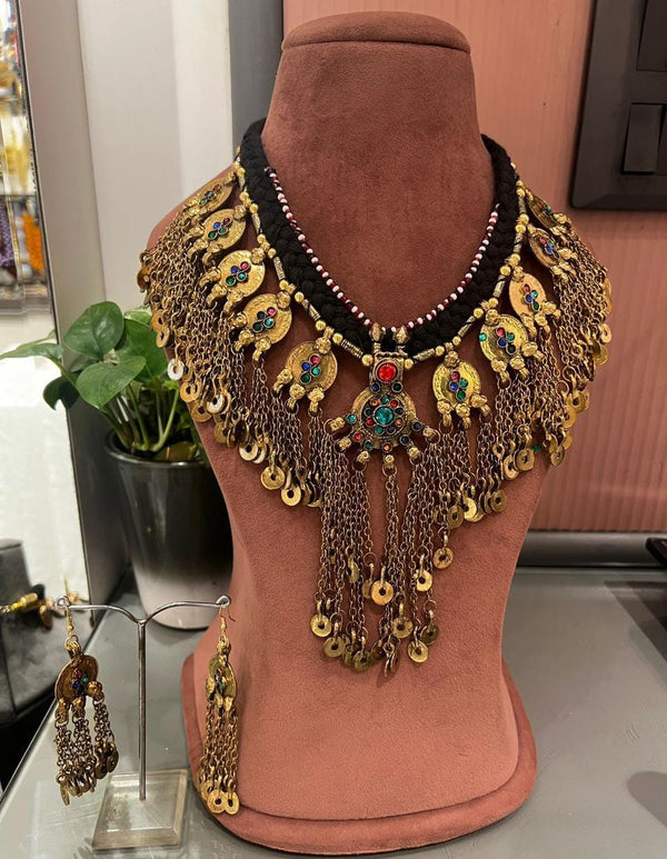 BOHO style long Layered Necklace with Earrings