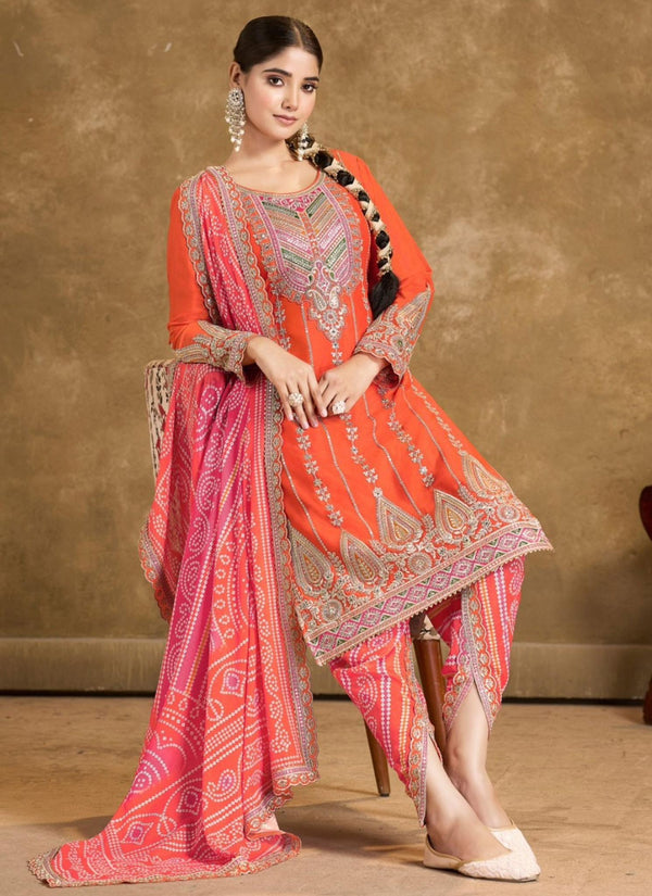Punjabi style Festive wear Designer Kurta Dhoti and Dupatta set